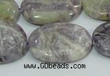 CFJ06 15.5 inches 22*30mm oval natural purple flower stone beads