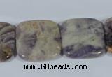 CFJ18 15.5 inches 25*25mm square natural purple flower stone beads