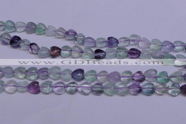 CFL1052 15 inches 10*10mm heart natural fluorite gemstone beads