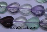 CFL1054 15 inches 14*14mm heart natural fluorite gemstone beads