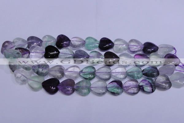 CFL1056 15 inches 18*18mm heart natural fluorite gemstone beads