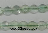 CFL132 15.5 inches 10mm faceted coin green fluorite beads