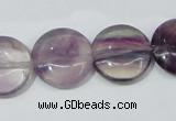 CFL166 15.5 inches 18mm flat round natural fluorite beads wholesale