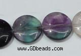 CFL167 15.5 inches 20mm flat round natural fluorite beads wholesale