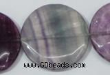 CFL170 15.5 inches 35mm flat round natural fluorite beads wholesale