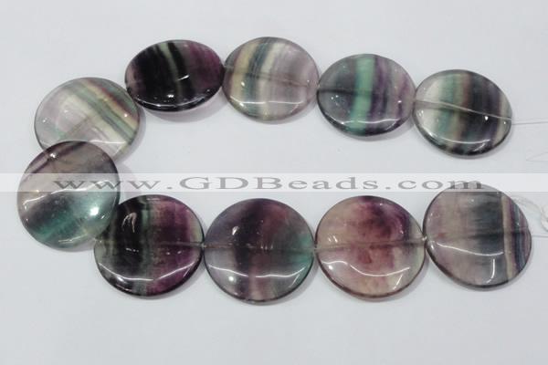 CFL171 15.5 inches 40mm flat round natural fluorite beads wholesale