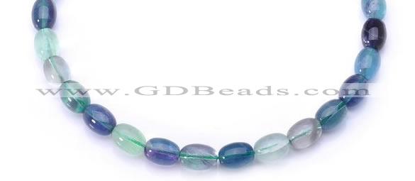 CFL25 A- grade 10*14mm egg-shaped natural fluorite gemstone bead