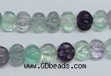 CFL300 15.5 inches 8*10mm carved rondelle natural fluorite beads