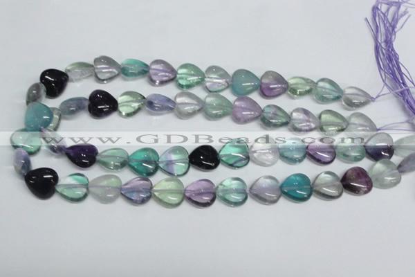 CFL317 15.5 inches 15*15mm heart natural fluorite beads wholesale