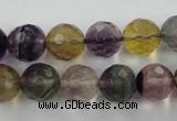 CFL405 15.5 inches 12mm faceted round rainbow fluorite beads