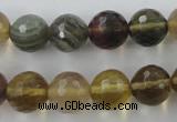 CFL455 15.5 inches 12mm faceted round rainbow fluorite beads