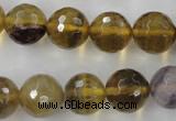 CFL456 15.5 inches 14mm faceted round rainbow fluorite beads