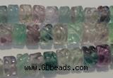 CFL471 15.5 inches 6*8mm carved rondelle natural fluorite beads