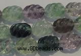 CFL475 15.5 inches 10*14mm carved rice natural fluorite beads