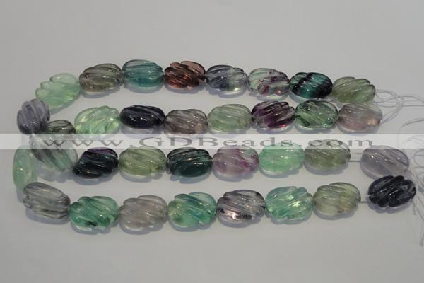 CFL495 15.5 inches 16*24mm carved oval natural fluorite beads