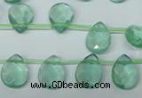 CFL650 Top-drilled 10*14mm faceted briolette green fluorite beads