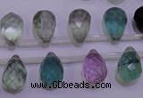 CFL709 Top-drilled 10*14mm faceted teardrop natural fluorite beads