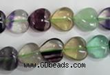 CFL790 15.5 inches 14mm heart rainbow fluorite gemstone beads