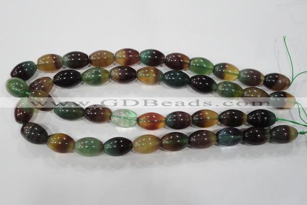 CFL814 15.5 inches 12*18mm rice rainbow fluorite gemstone beads