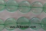 CFL864 15.5 inches 15mm flat round green fluorite gemstone beads