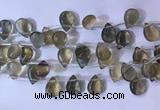 CFL963 Top drilled 10*14mm flat teardrop natural fluorite beads