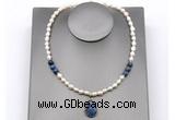 CFN165 baroque white freshwater pearl & dumortierite necklace with pendant