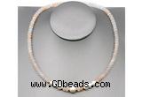 CFN201 4*6mm faceted rondelle pink aventurine & potato white freshwater pearl necklace