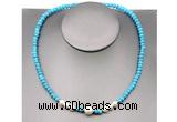 CFN203 4*6mm faceted rondelle turquoise & potato white freshwater pearl necklace