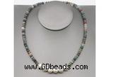 CFN205 4*6mm faceted rondelle Indian agate & potato white freshwater pearl necklace