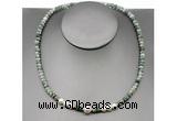 CFN206 4*6mm faceted rondelle Qinghai jade & potato white freshwater pearl necklace