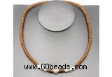 CFN210 4*6mm faceted rondelle wooden jasper & potato white freshwater pearl necklace