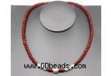 CFN212 4*6mm faceted rondelle red jasper & potato white freshwater pearl necklace