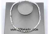 CFN227 4*6mm faceted rondelle white howlite & potato white freshwater pearl necklace