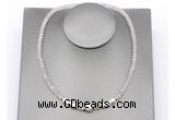 CFN229 4*6mm faceted rondelle rose quartz & potato white freshwater pearl necklace