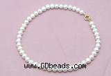 CFN593 Non-knotted 9mm - 10mm potato white freshwater pearl necklace