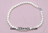 CFN594 Hand -knotted 9mm - 10mm potato white freshwater pearl necklace