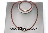 CFN612 4mm faceted round orange garnet & potato white freshwater pearl jewelry set