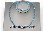 CFN616 4mm faceted round apatite & potato white freshwater pearl jewelry set