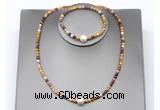 CFN640 4mm faceted round mookaite & potato white freshwater pearl jewelry set