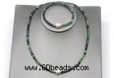 CFN645 4mm faceted round ruby zoisite & potato white freshwater pearl jewelry set