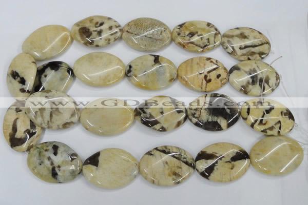 CFS205 15.5 inches 25*35mm twisted oval natural feldspar gemstone beads