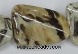 CFS207 30*40mm twisted rectangle natural feldspar gemstone beads