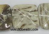 CFS208 30*30mm wavy square natural feldspar gemstone beads