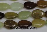 CFW120 15.5 inches 10*14mm flat teardrop flower jade gemstone beads