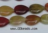 CFW122 15.5 inches 12*16mm flat teardrop flower jade gemstone beads