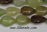 CFW123 15.5 inches 13*18mm flat teardrop flower jade gemstone beads