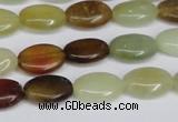 CFW125 15.5 inches 10*14mm flat oval flower jade gemstone beads