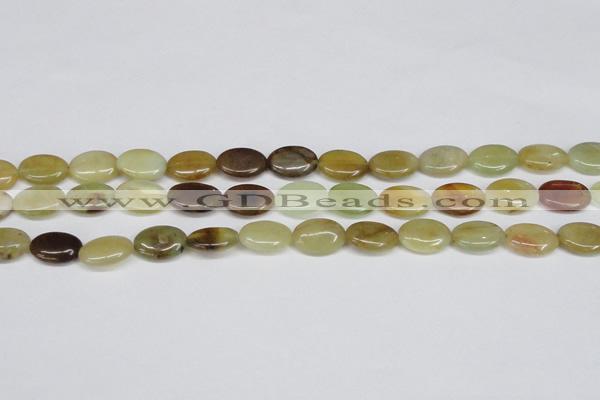 CFW127 15.5 inches 13*18mm flat oval flower jade gemstone beads