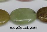 CFW131 15.5 inches 22*30mm flat oval flower jade gemstone beads