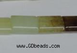 CFW143 15.5 inches 13*18mm flat tube flower jade gemstone beads